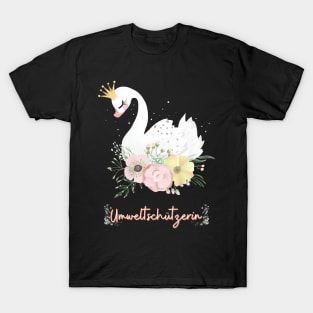 Schwan Umwelt Schutz Prinzessin Blumen Süß T-Shirt